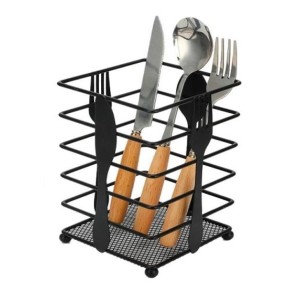 ESCORREDOR DE TALHERES DE INOX QUADRADO PRETO