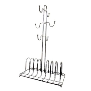 SUPORTE DE XÍCARAS E PIRES CROMADO