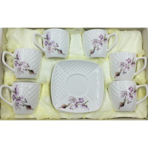 JOGO DE XICARAS E PIRES PORCELANA 12PCS